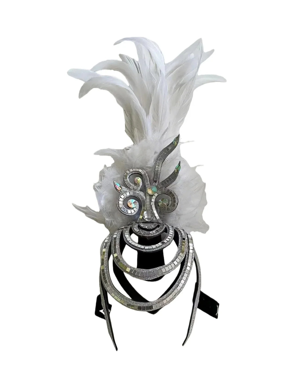The Stardust Dionysia – Pure White Feather Carnival & Masque Ball Headdress