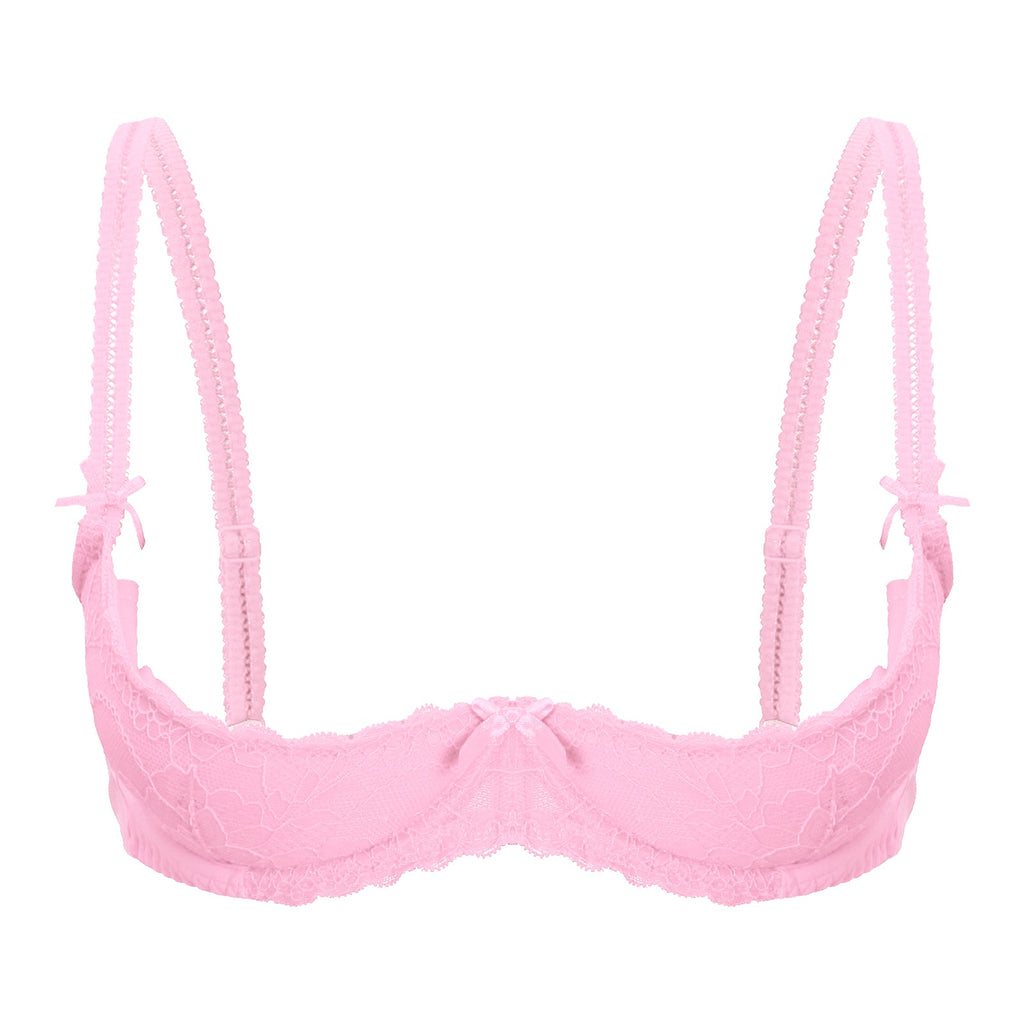 Lace Underwire Half-Cup Push-Up Bra