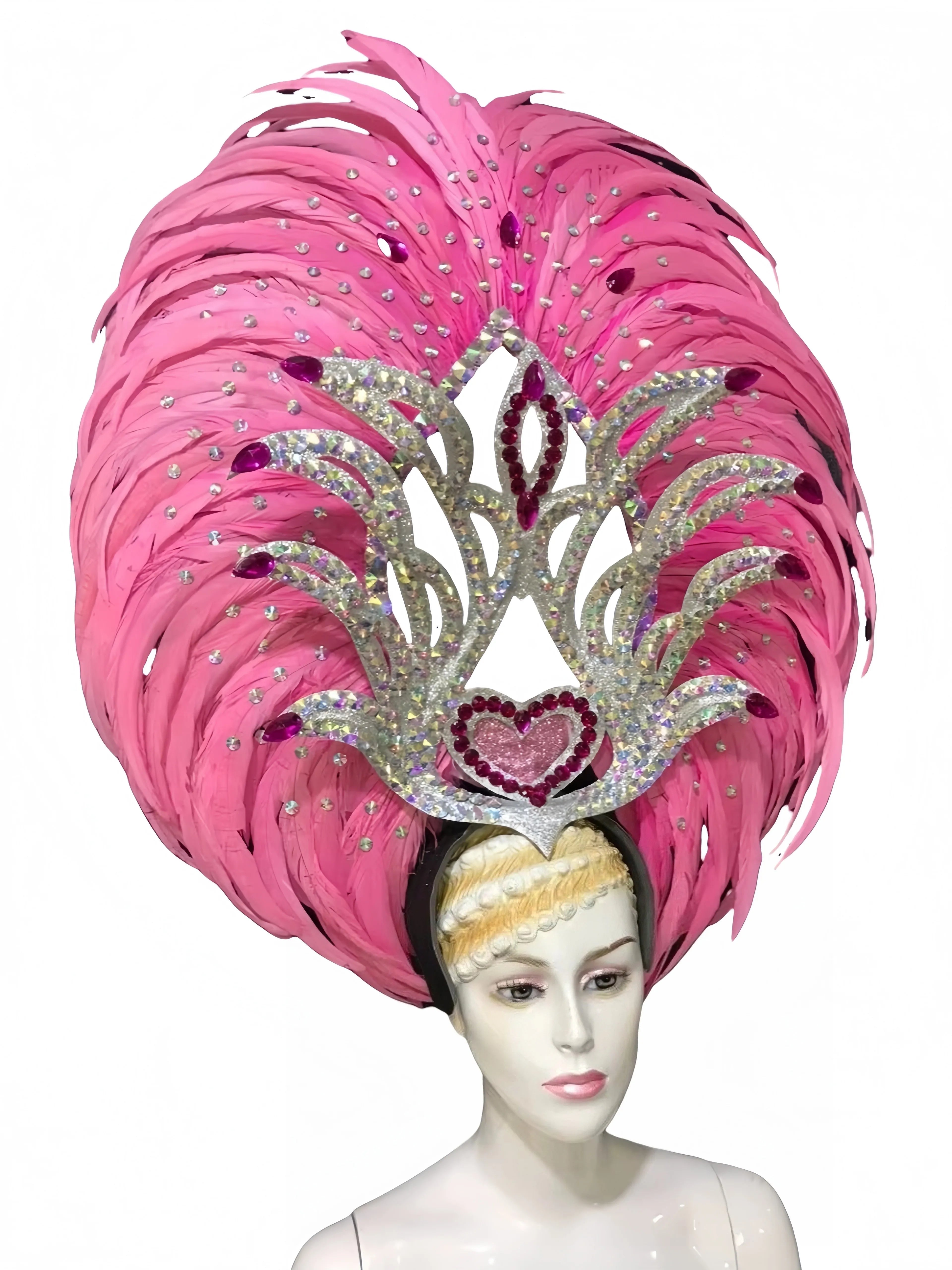 Feather headdress samba costume carnival halloween party bar performance hat makeup dance wings parade