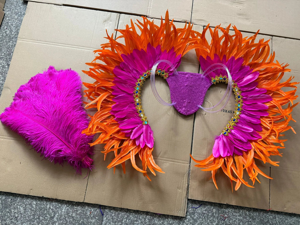 Two-Tone Feather Wing Backpiece Stage Costume Accessory