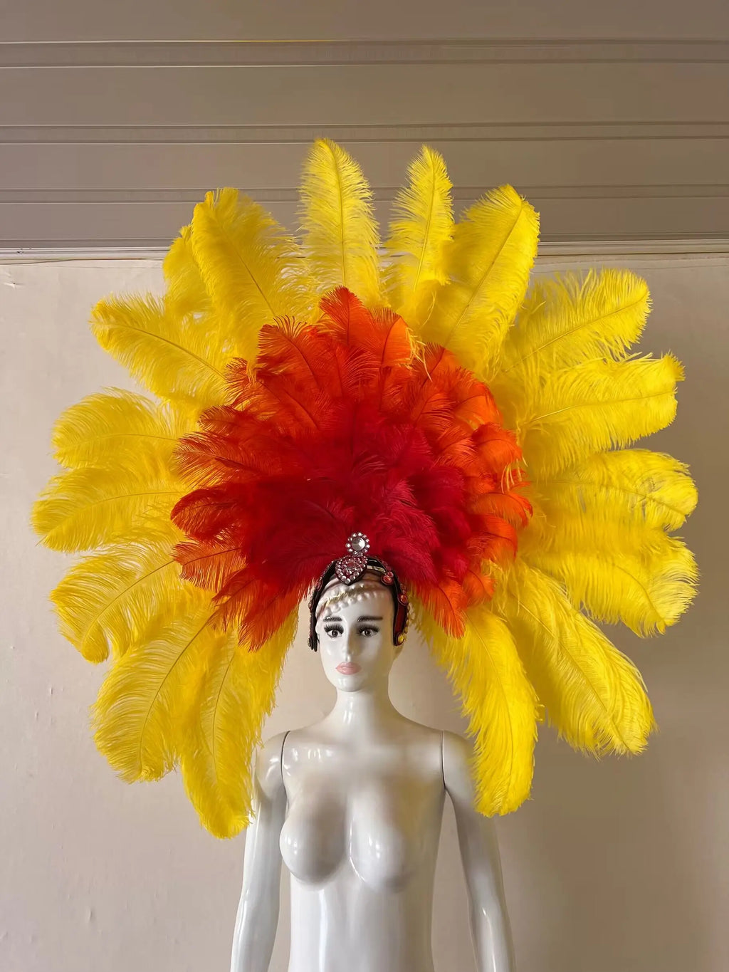 The Stardust Dionysia – Elegant Faux Fur & Rhinestone Samba Carnival Headdress