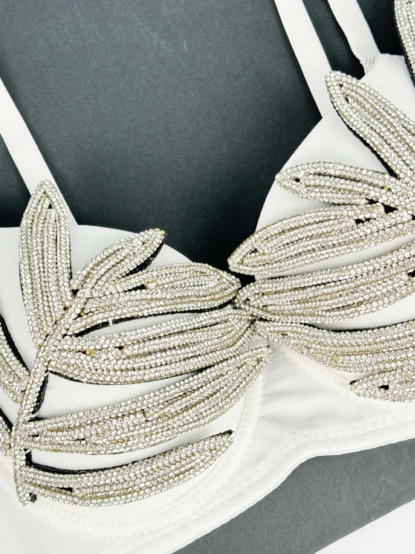 Diamond Rhinestone Leaf Embroidered Bustier Top & Corset Bralette