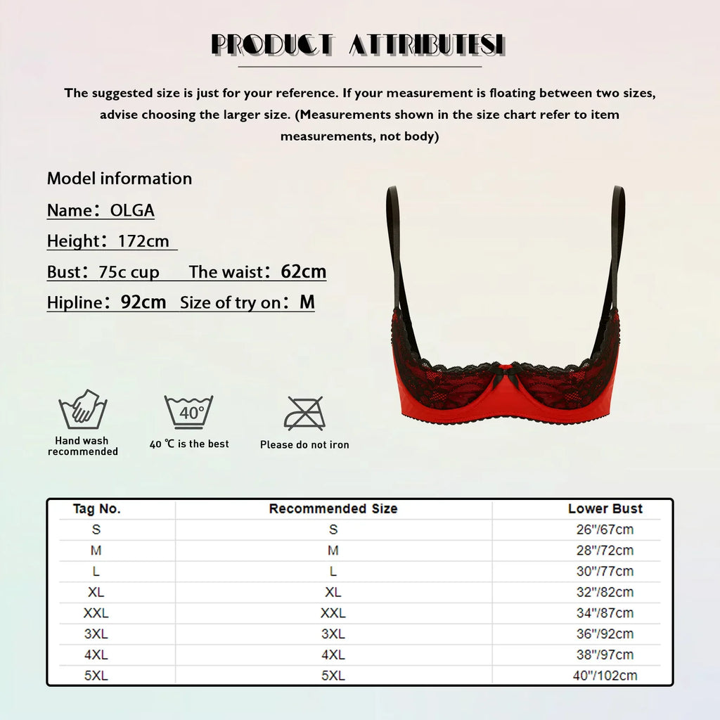 Lace Underwire Half-Cup Balconette Bra