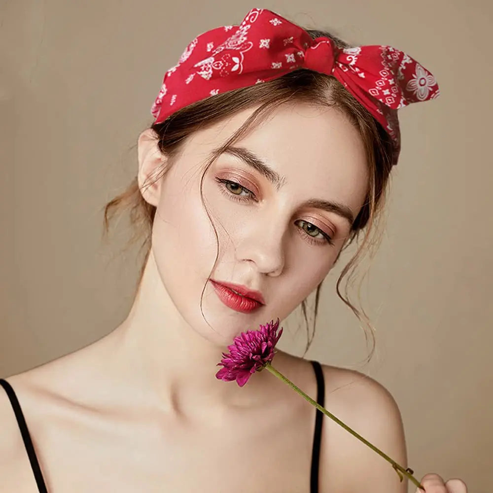 Paisley Bandana Rabbit Ear Headband for Women