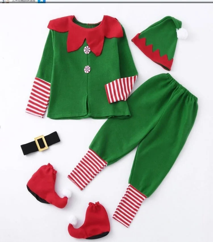 Kids Christmas Elf Costume Set – Santa Claus Festive Outfit