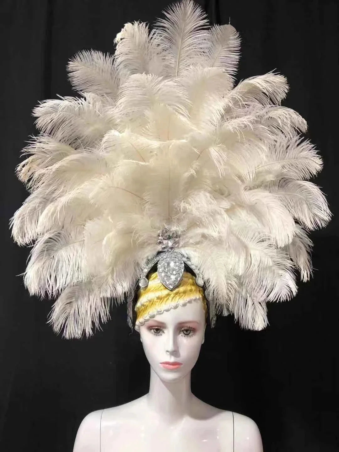 The Stardust Dionysia – Elegant Faux Fur & Rhinestone Samba Carnival Headdress