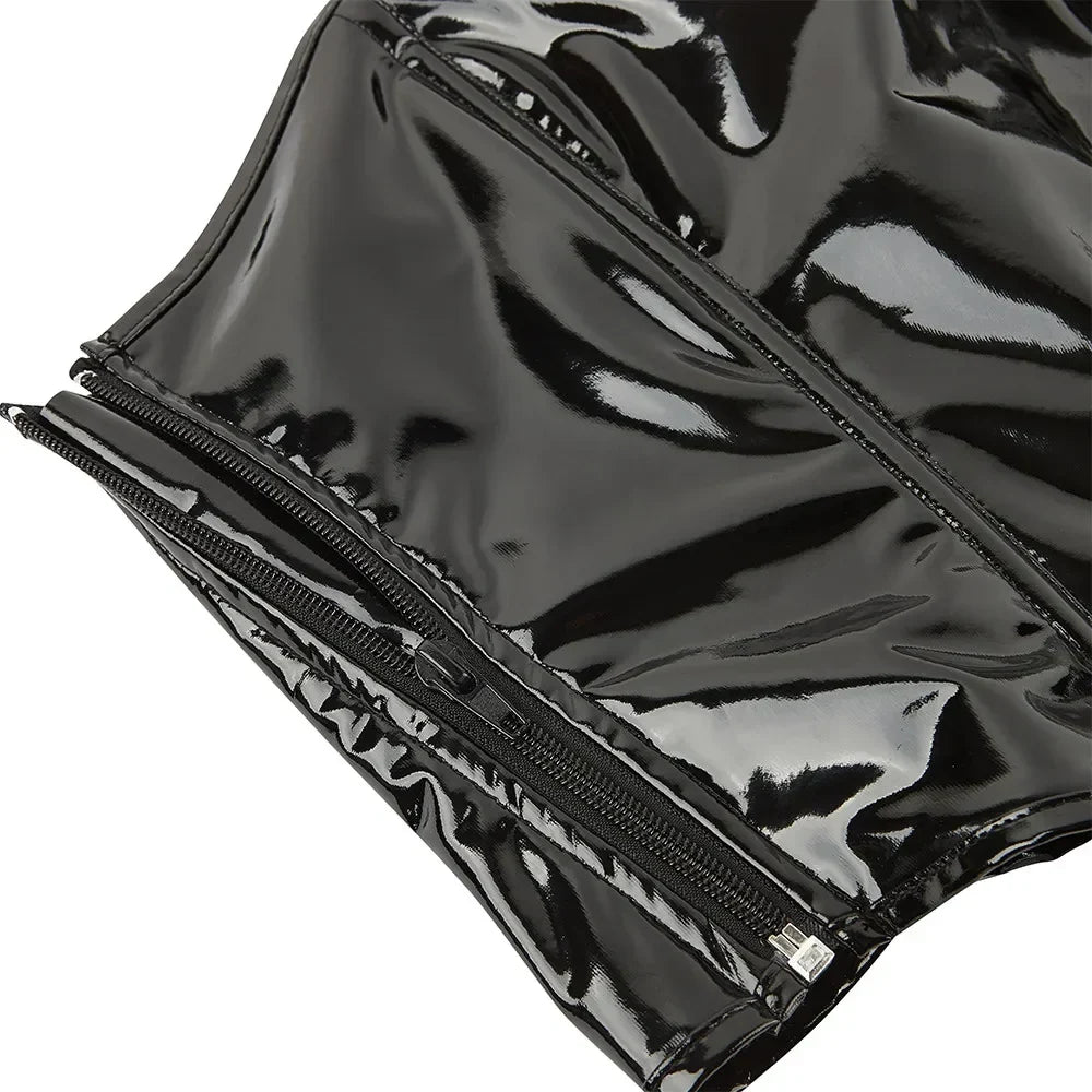 Shiny PVC PU Leather Bustier Corset Crop Top Body Shaper Vest
