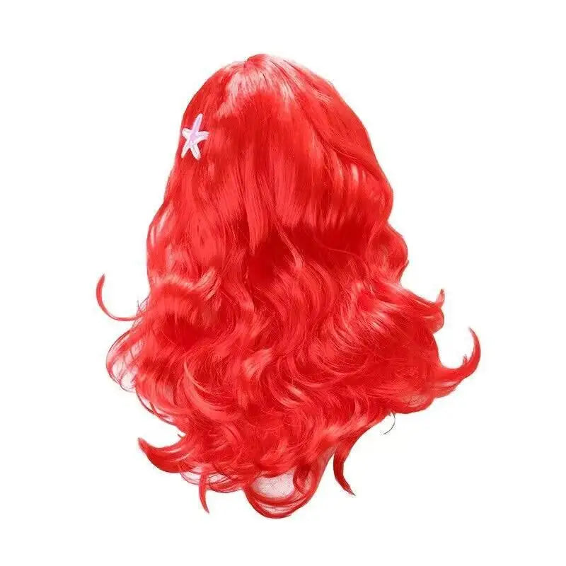 Long Red Curly Mermaid Cosplay Wig with Starfish Accessories