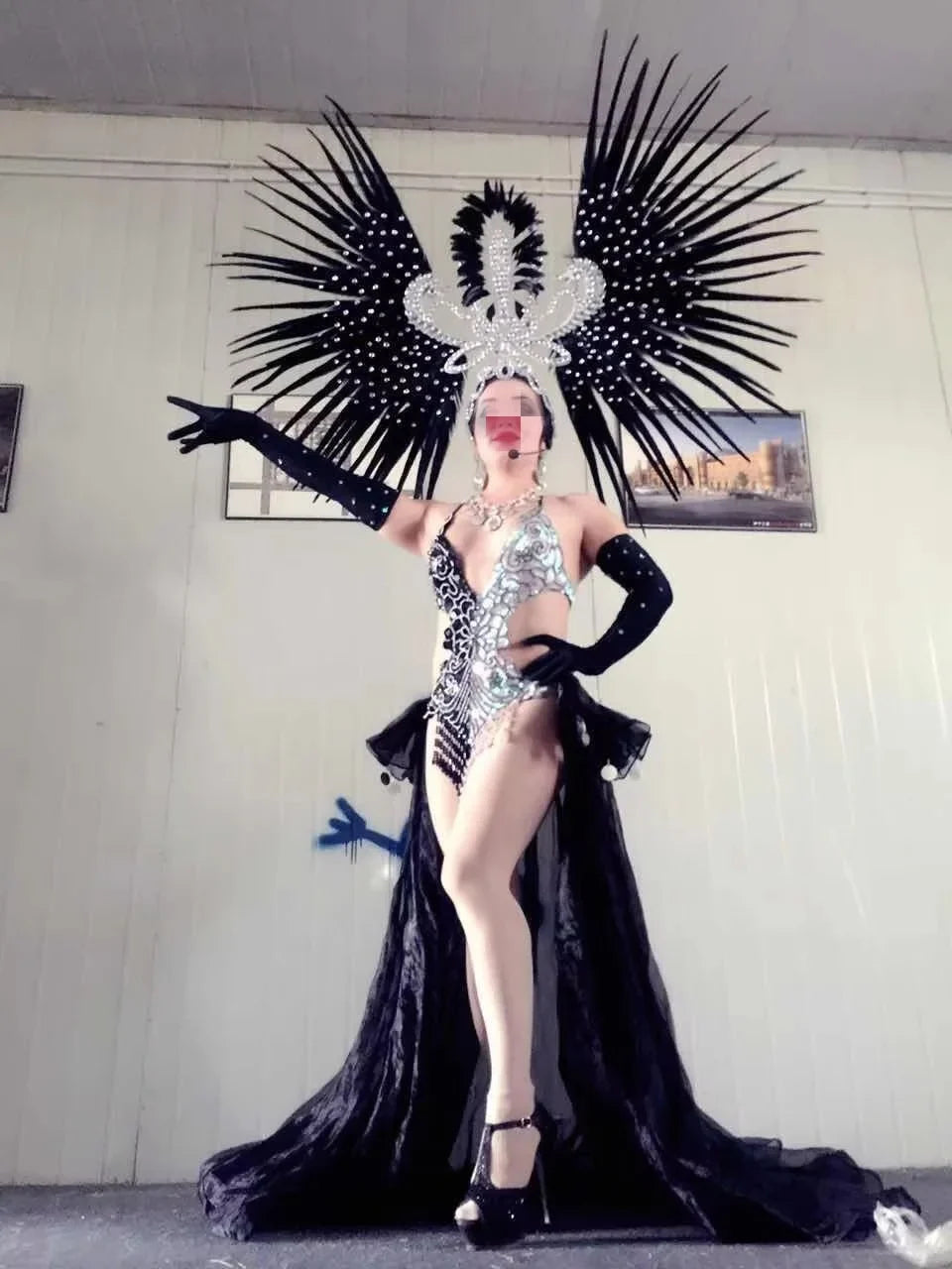 The Stardust Tropicana Samba Crown – Feather & Rhinestone Stage Headdress