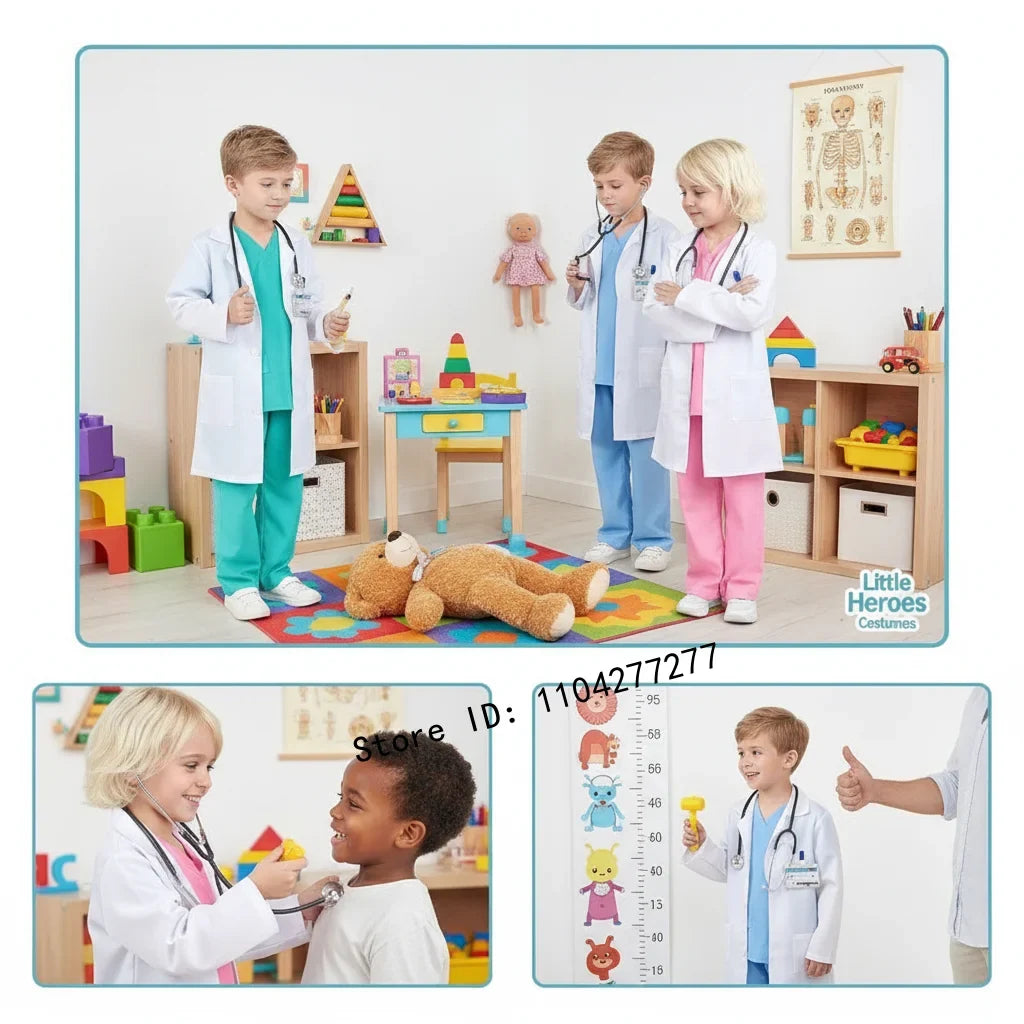 Kids Doctor Nurse Cosplay Costume – Surgical Uniform Role Play Outfit