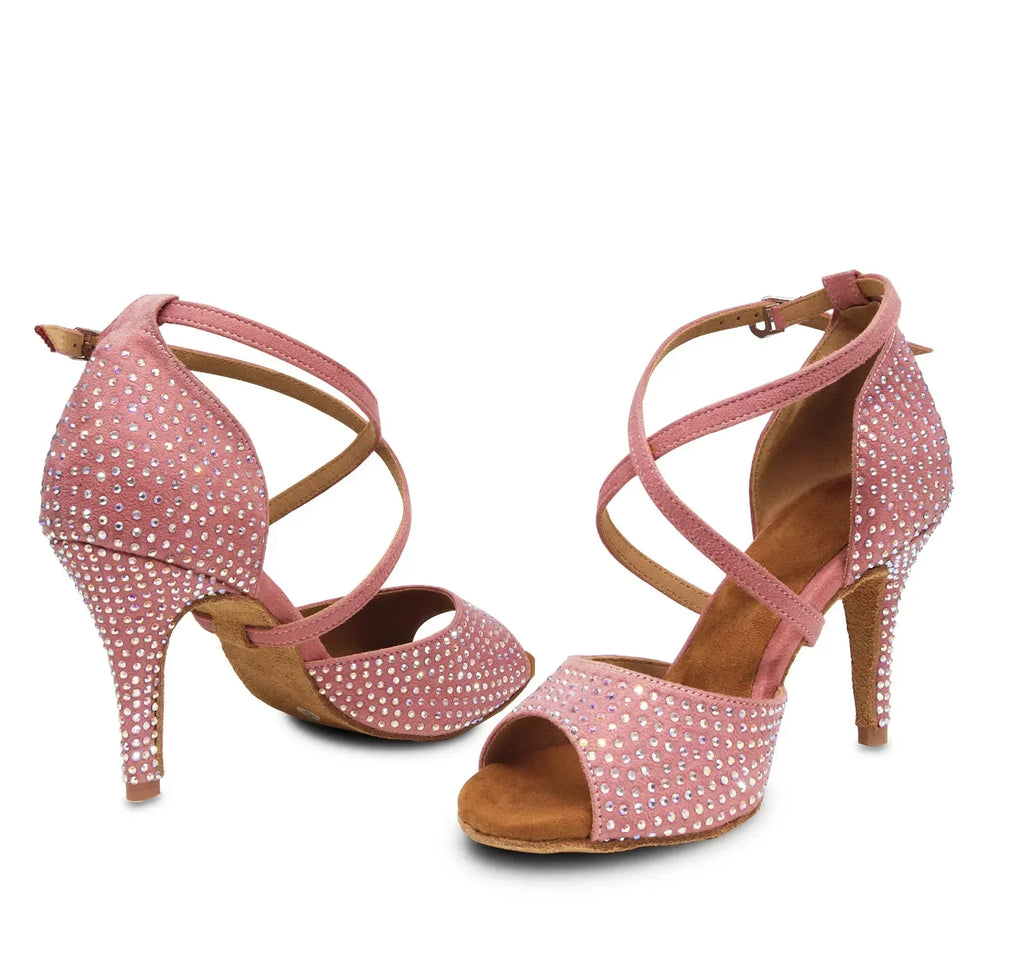 The Stardust Blush Latin Dance Heel – Pink Strappy Performance Sandal