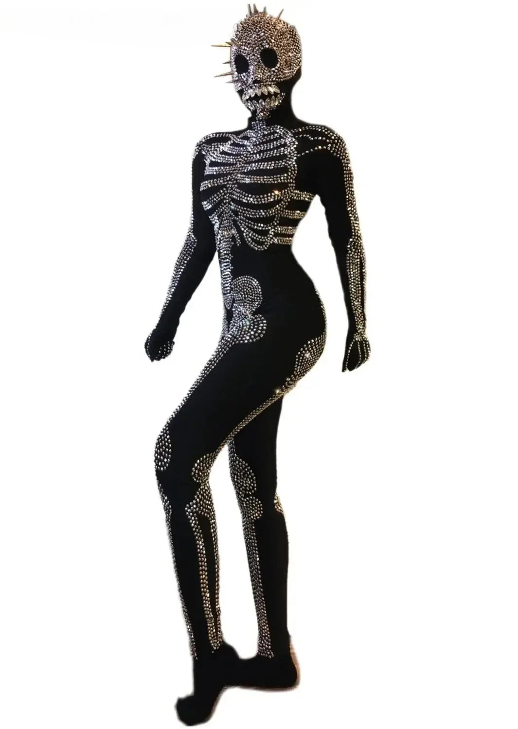 The Stardust Midnight Macabre – Rhinestone Skeleton Performance Bodysuit