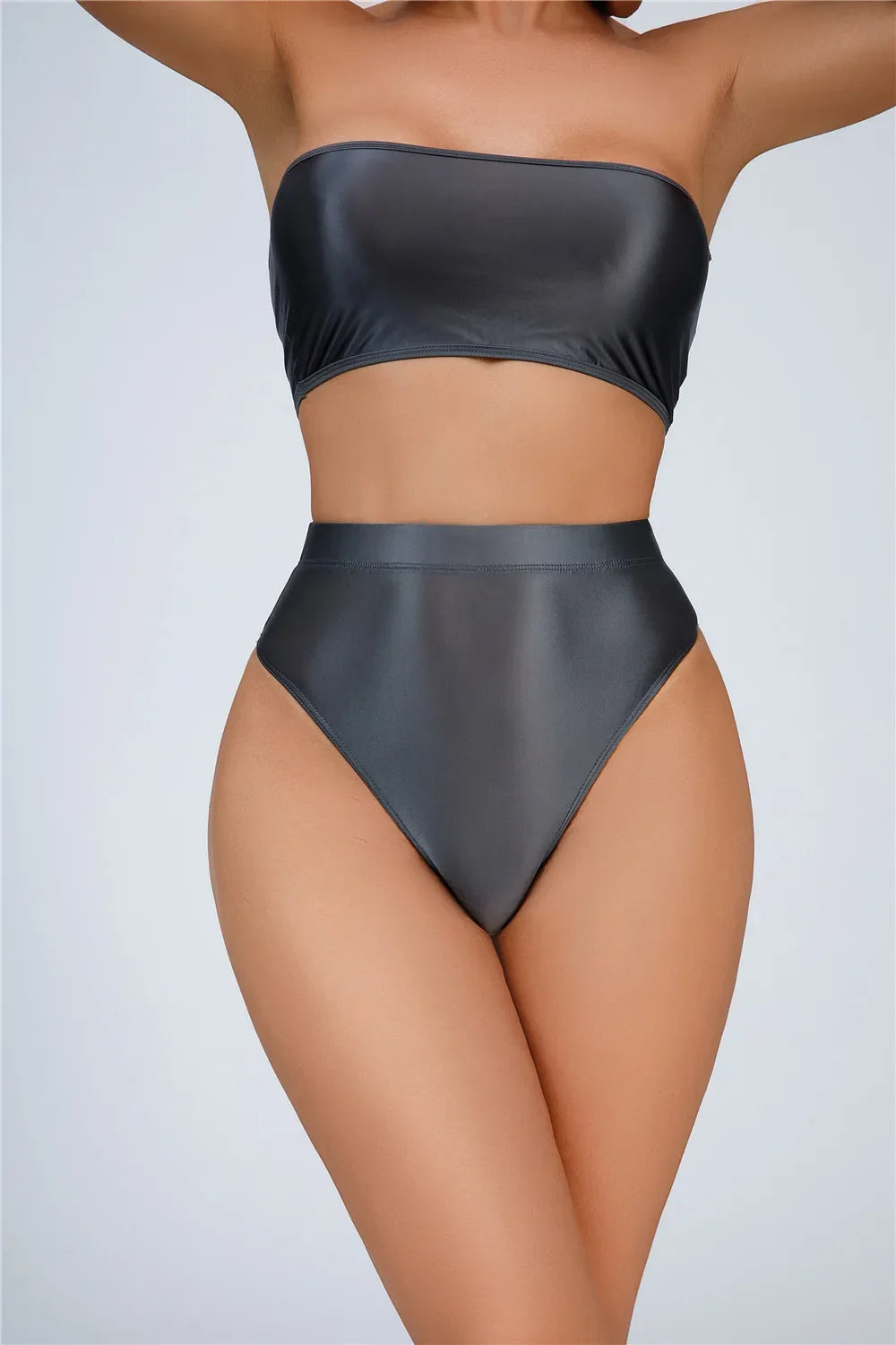 High-Waist Oil Glossy Sheer G-String Thong Satin Smooth Seamless Briefs