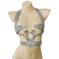 Sparkly Silver Carnival Rhinestone Wire Bra Festival Push-Up Dance Top