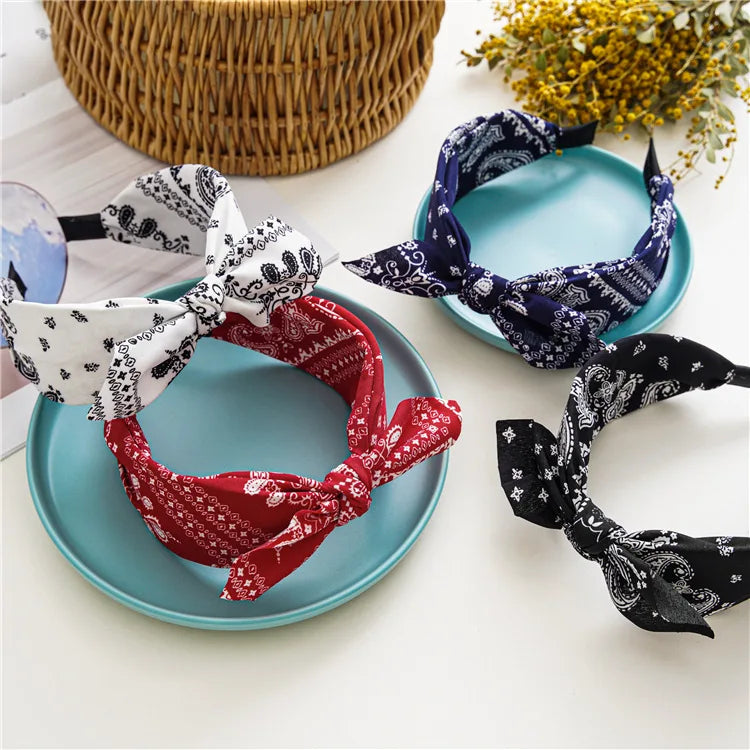 Paisley Bandana Rabbit Ear Headband for Women