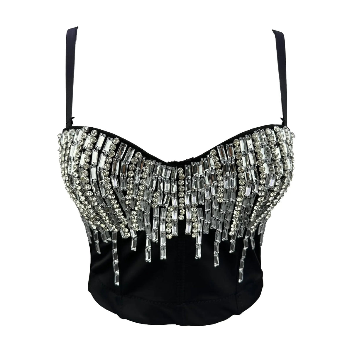Crystal Beaded Bustier Corset Crop Top Nightclub Party Bralette