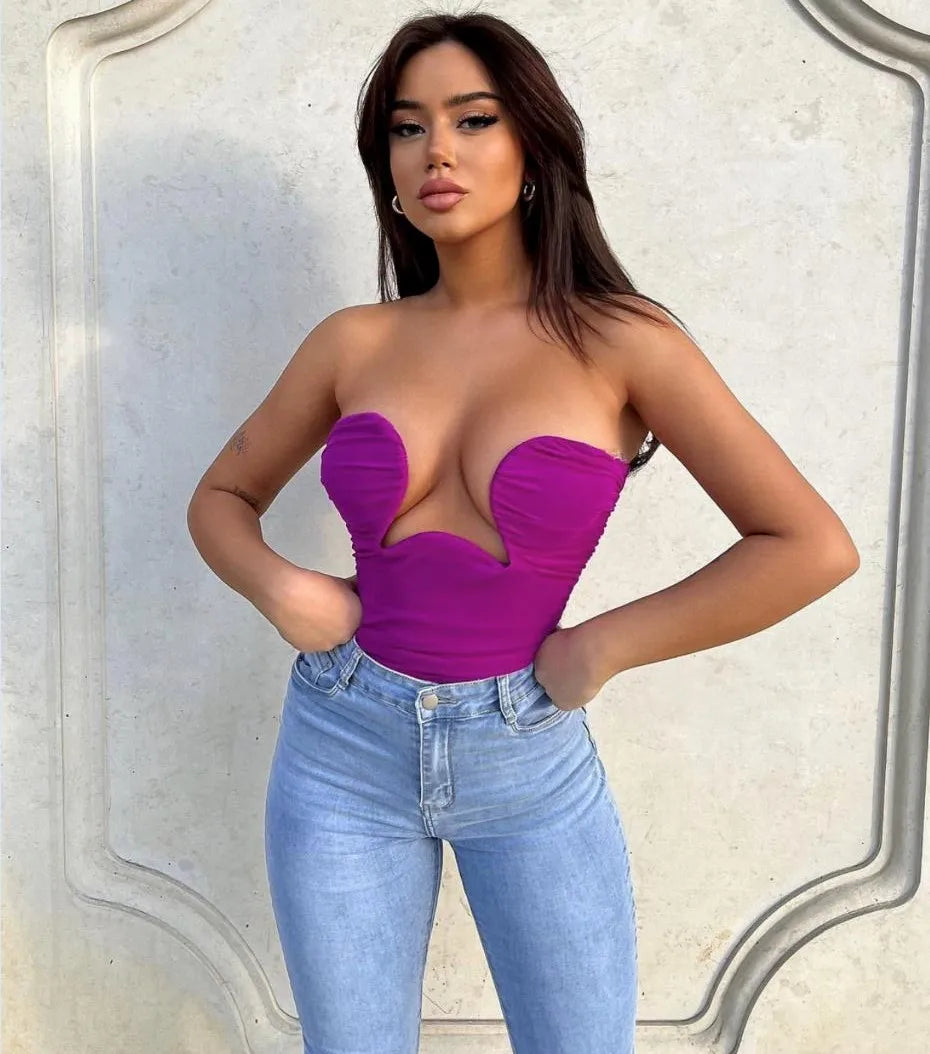 Sweetheart Neck Bandage Crop Top