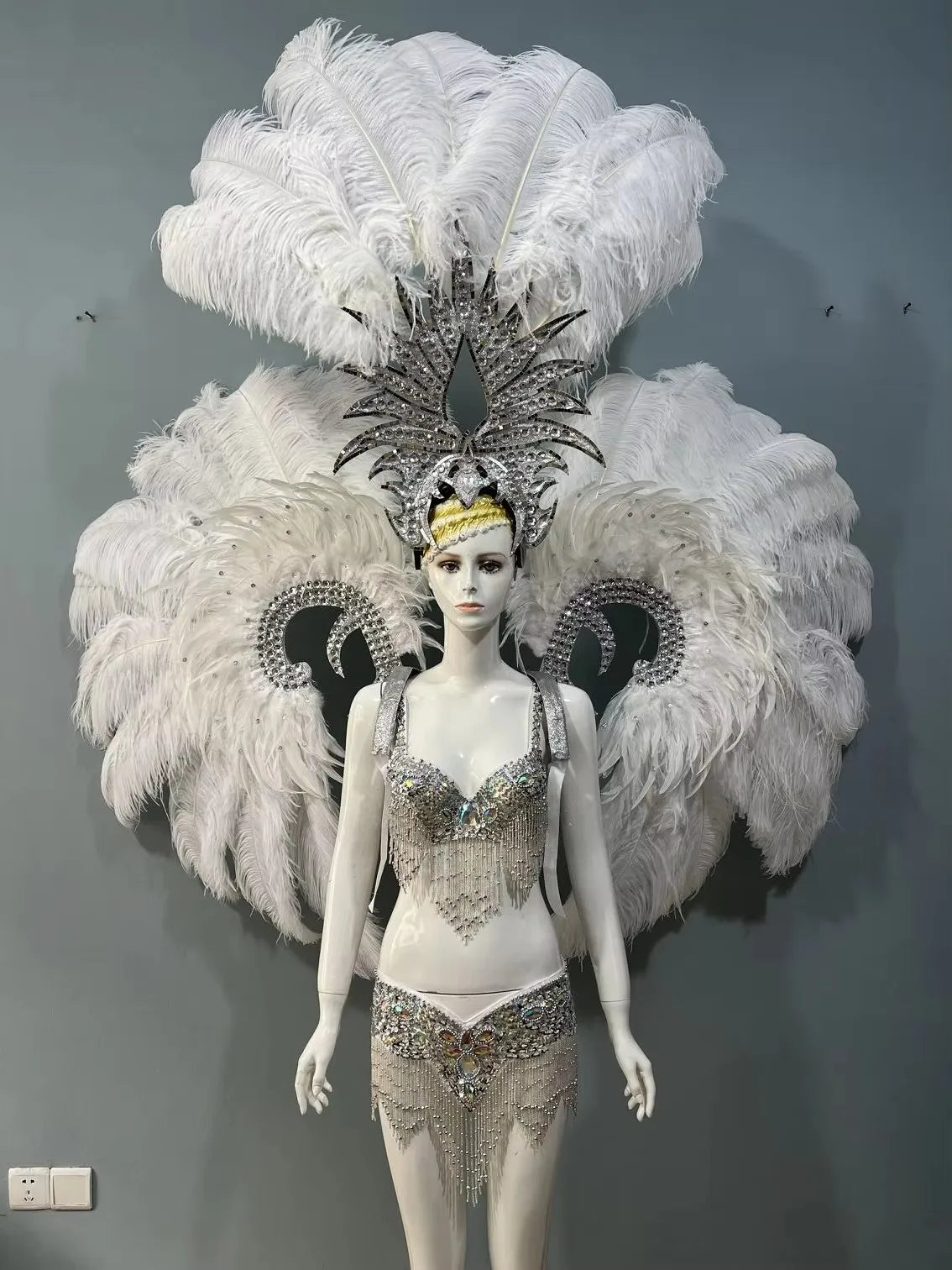 Grand Feathered Wing and Headdress Costume Set