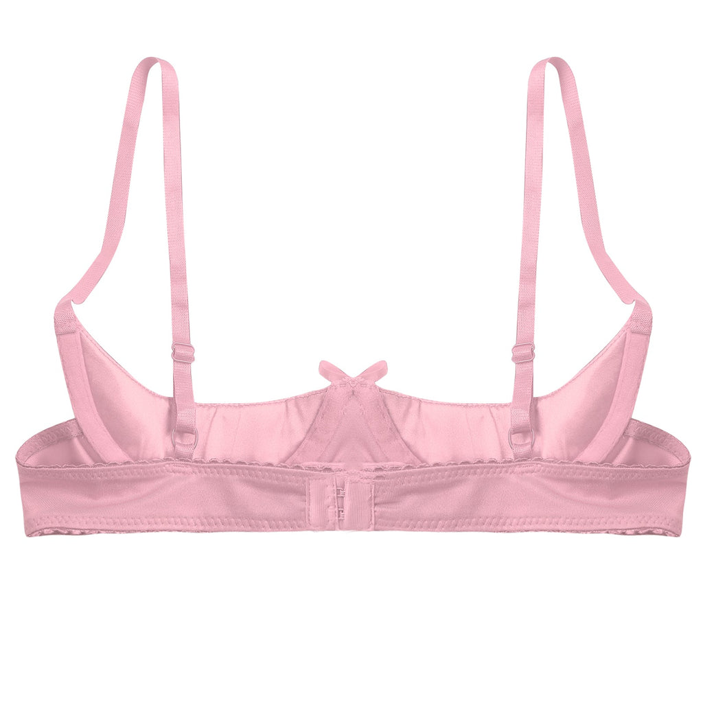 Satin Underwire Half-Cup Push-Up Bra