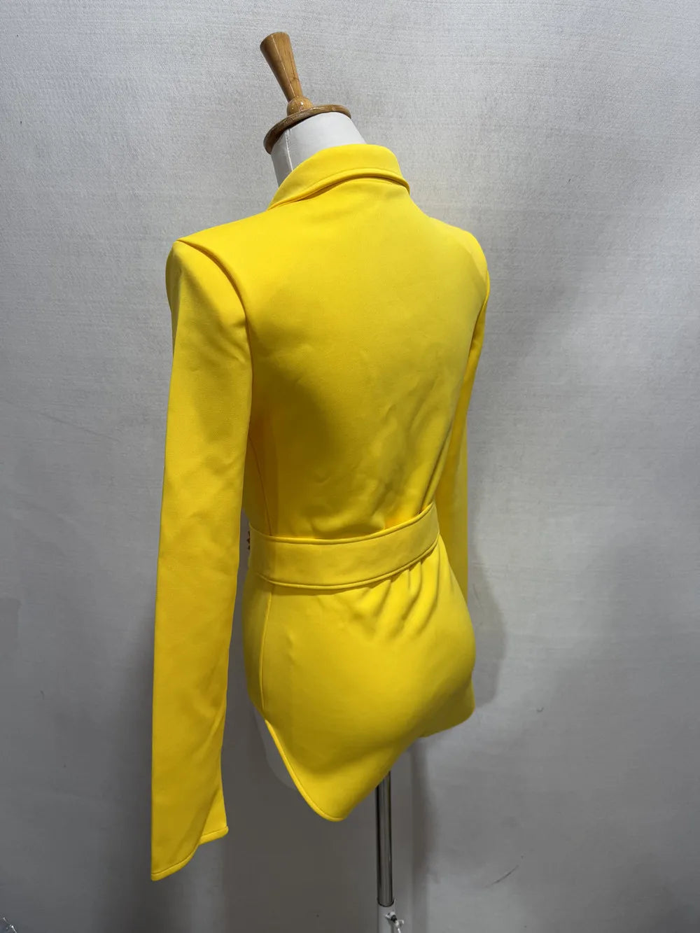 Women's Long Sleeve Blazer Bodysuit with Crystal Belt, V-Neck Zipper Stage & Concert Performance Costume