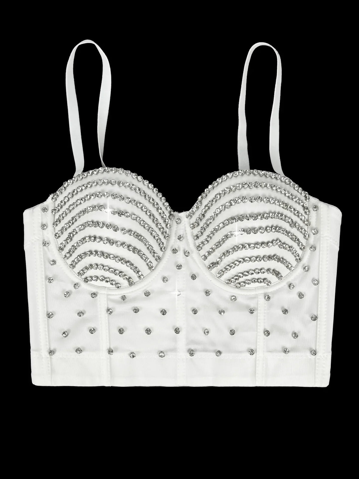 The Stardust Prism Siren – Embroidered Diamond Bustier Corset Crop Top