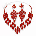 Red Rhinestone Necklace & Earrings Set