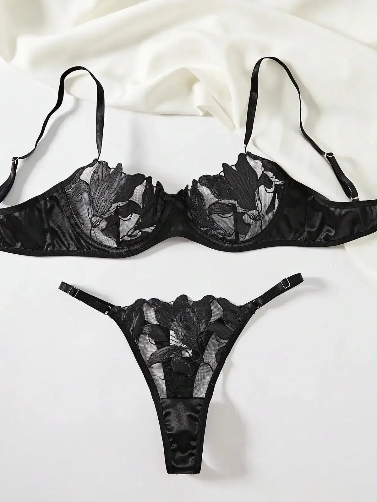 Fairy Lingerie Floral Valentine Charming Brief Panty Underwear Sexy Nighty Underwear Women See Through Bra Brief Set