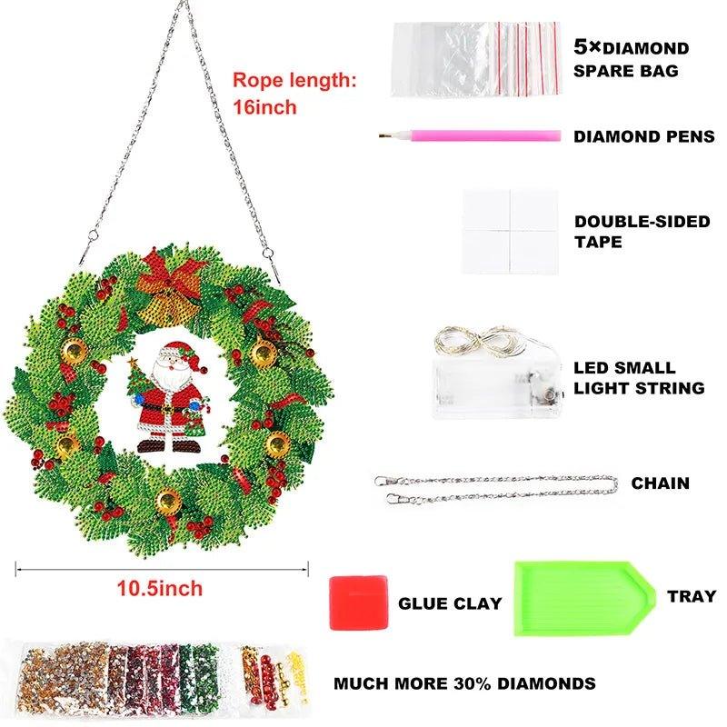 DIY Diamond Mosaic LED Christmas Wreath