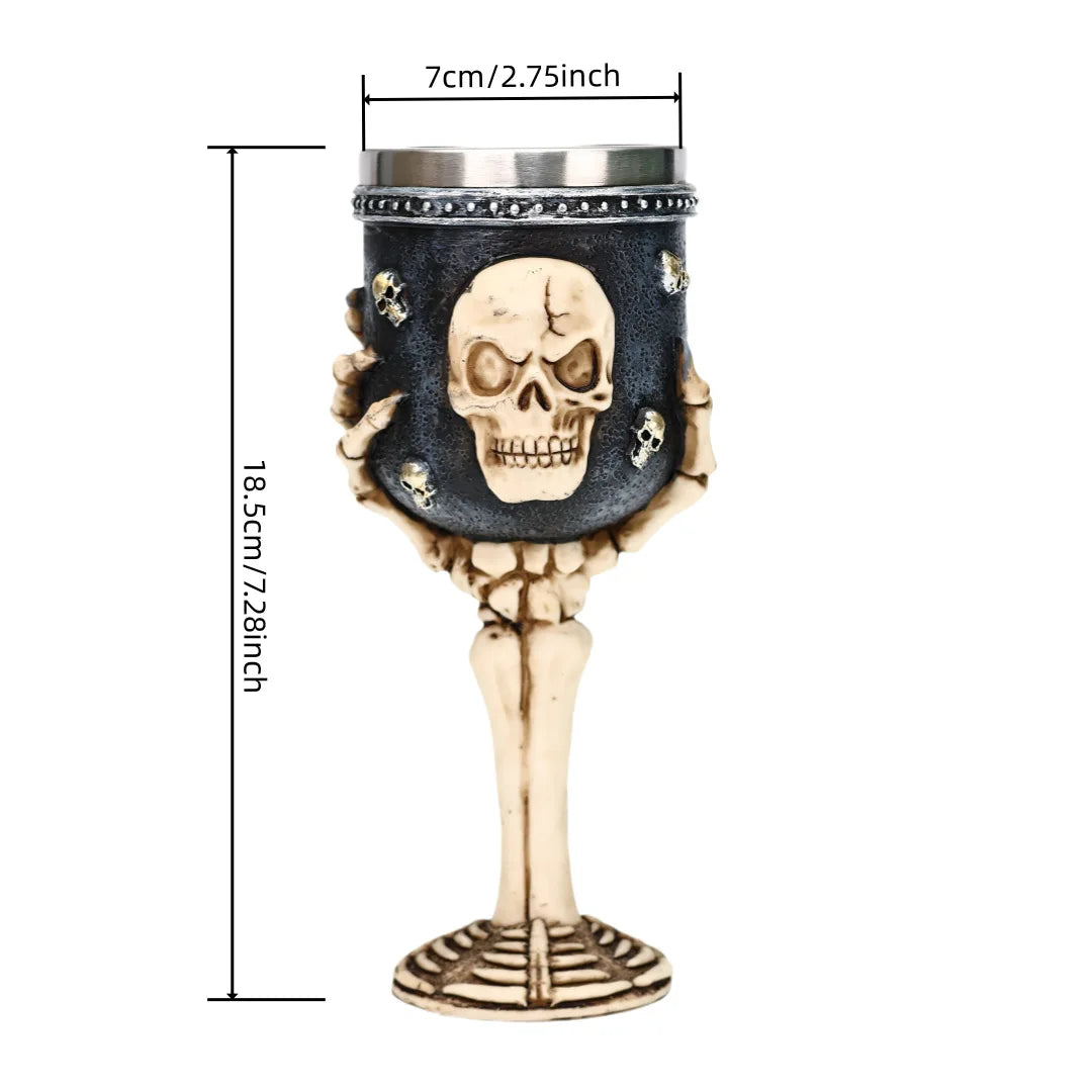 Gothic Skeleton Skull Wine Glass with Stainless Steel Inner Chamber Reusable Party Cup for Decoracion Halloween Witch Goblet