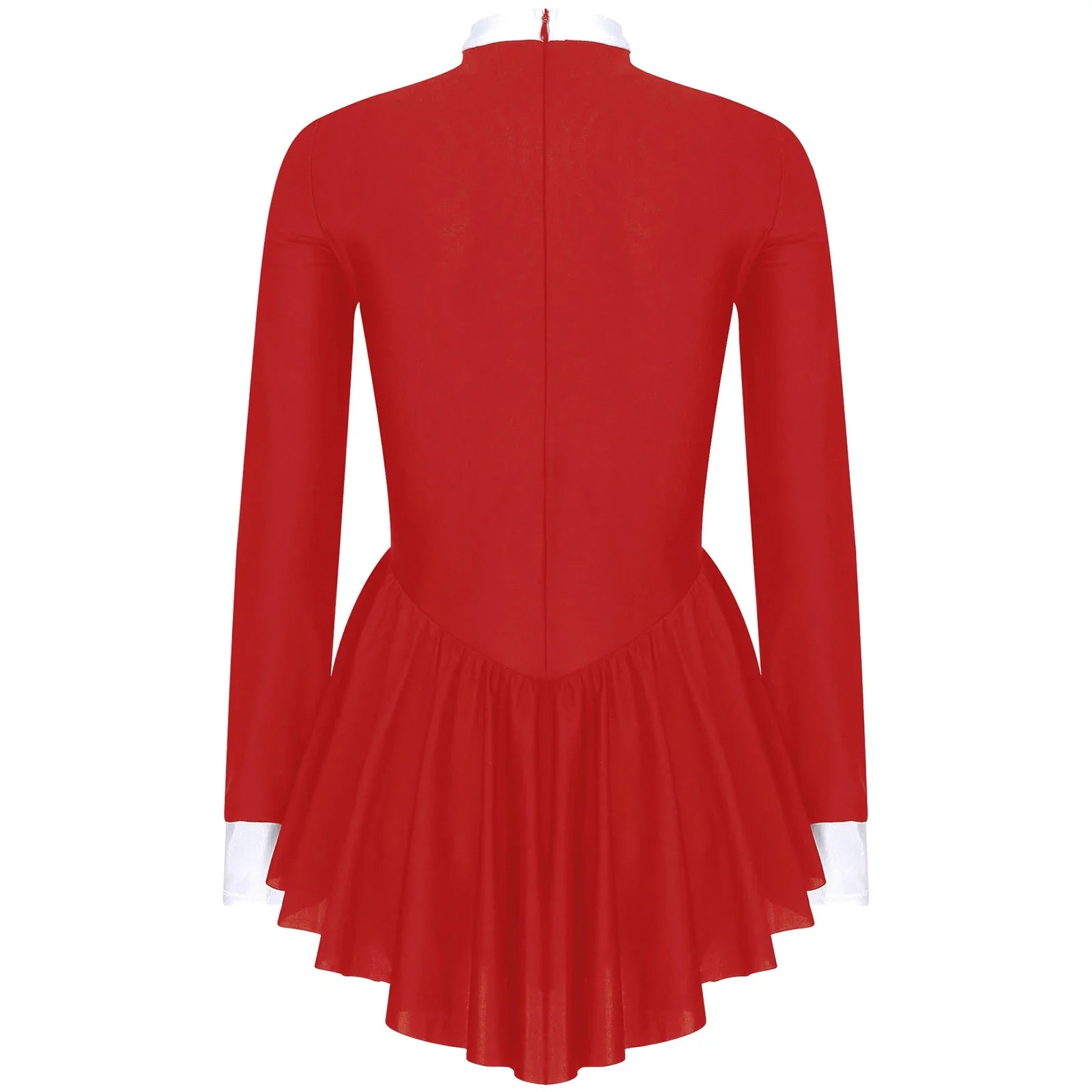 Tuxedo Bowknot Long Sleeve Ruffle Leotard Dress Magician Costume