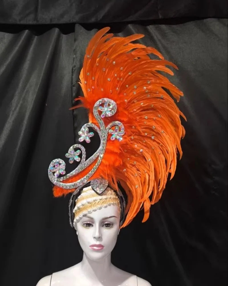 The Stardust Royal Plume – Feathered Carnival & Cabaret Stage Headdress