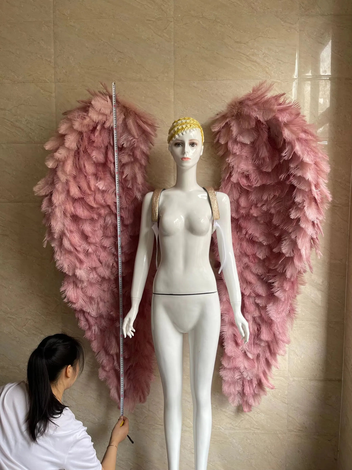 Large Feather Angel Wings Backpiece with Shoulder Straps