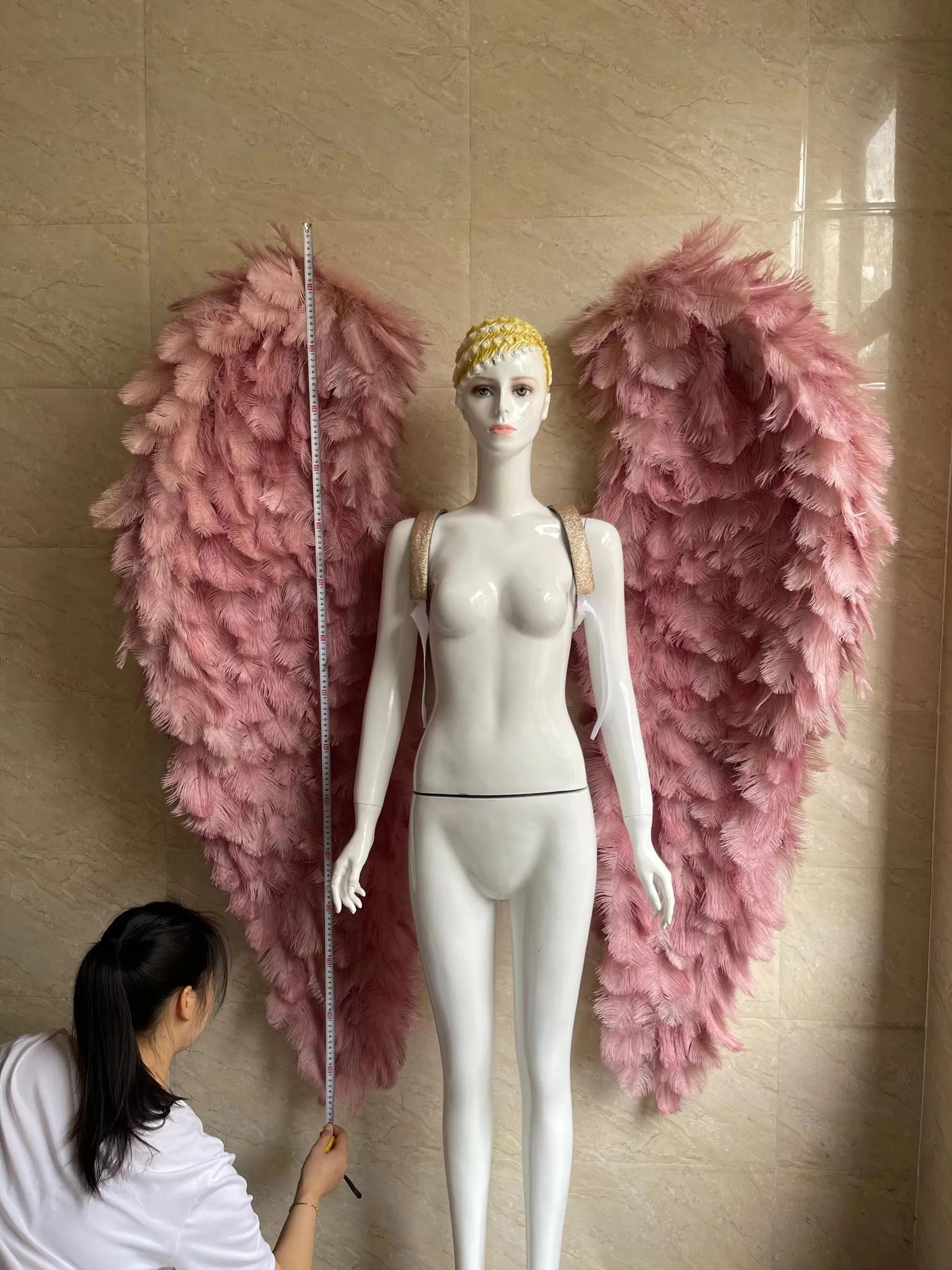Large Feather Angel Wings Backpiece with Shoulder Straps