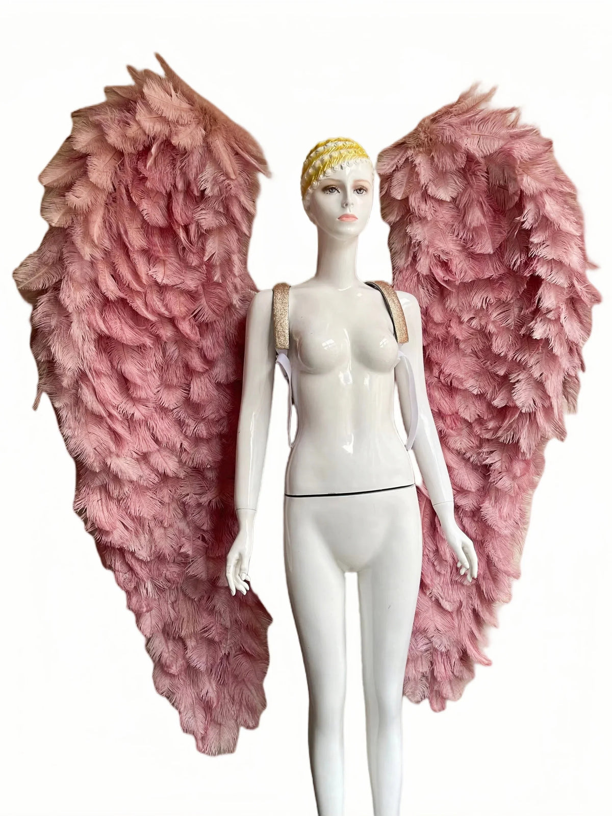 Large Feather Angel Wings Backpiece with Shoulder Straps