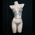Sparkly Crystal Rhinestone Diamond Bra & Bikini Set Stage Costume