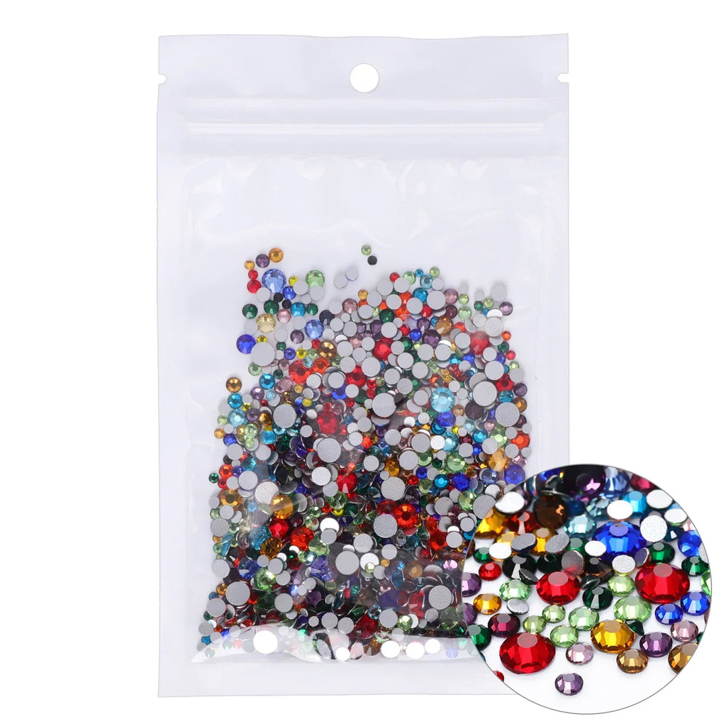 1440PCS SS3-SS20 Mix Size Non-Hotfix Glass FlatBack Rhinestones