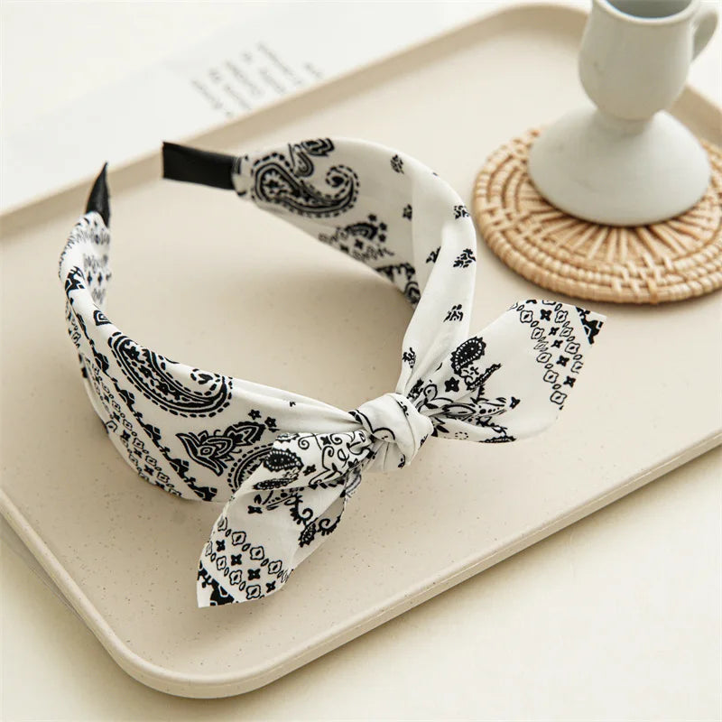 Paisley Bandana Rabbit Ear Headband for Women