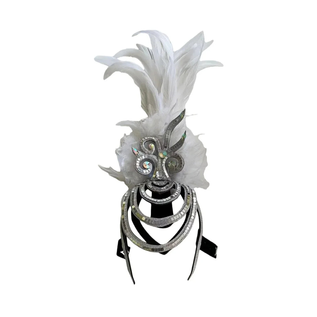 The Stardust Dionysia – Pure White Feather Carnival & Masque Ball Headdress