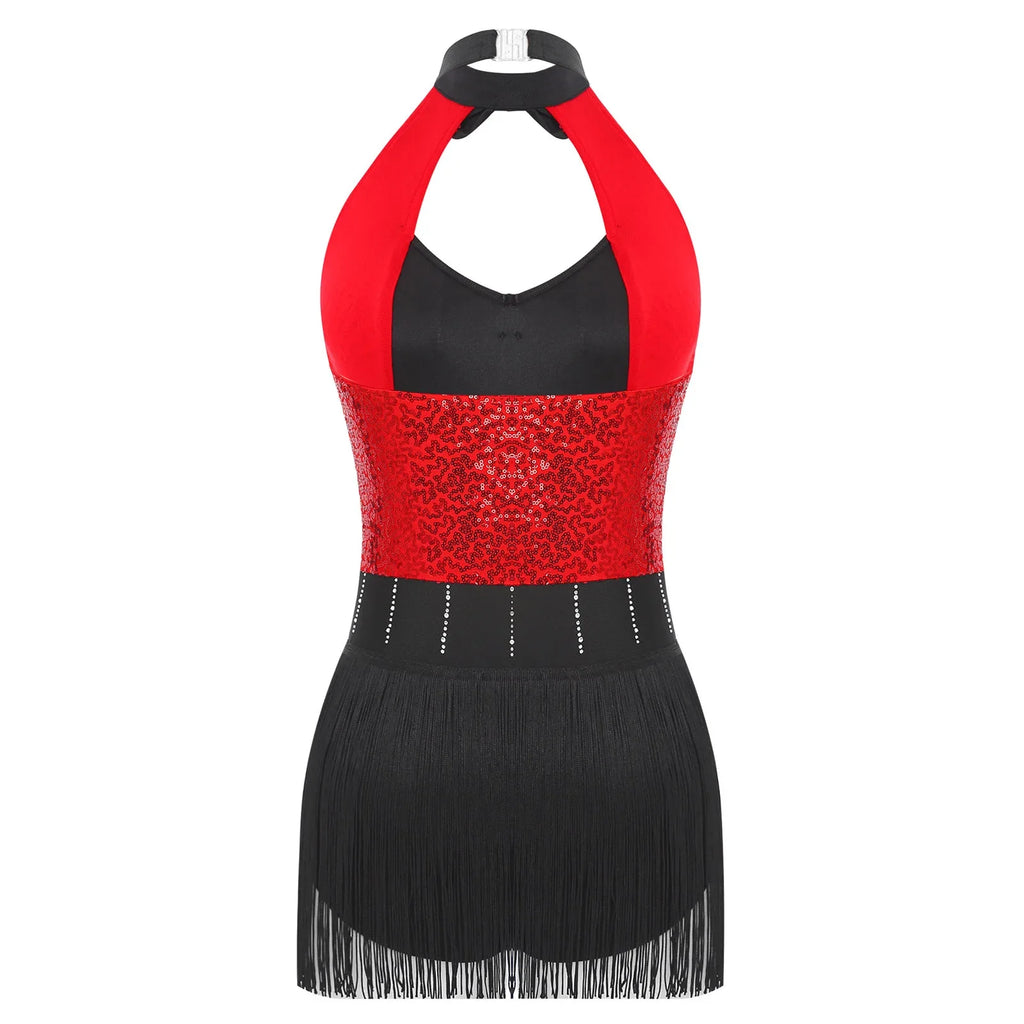 The Stardust Tuxedo Tassel Bodysuit – Luxury Sequins & Rhinestone Showgirl Leotard