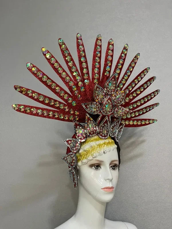 The Stardust Wings of Radiance – Deluxe Feathered Samba & Carnival Crown