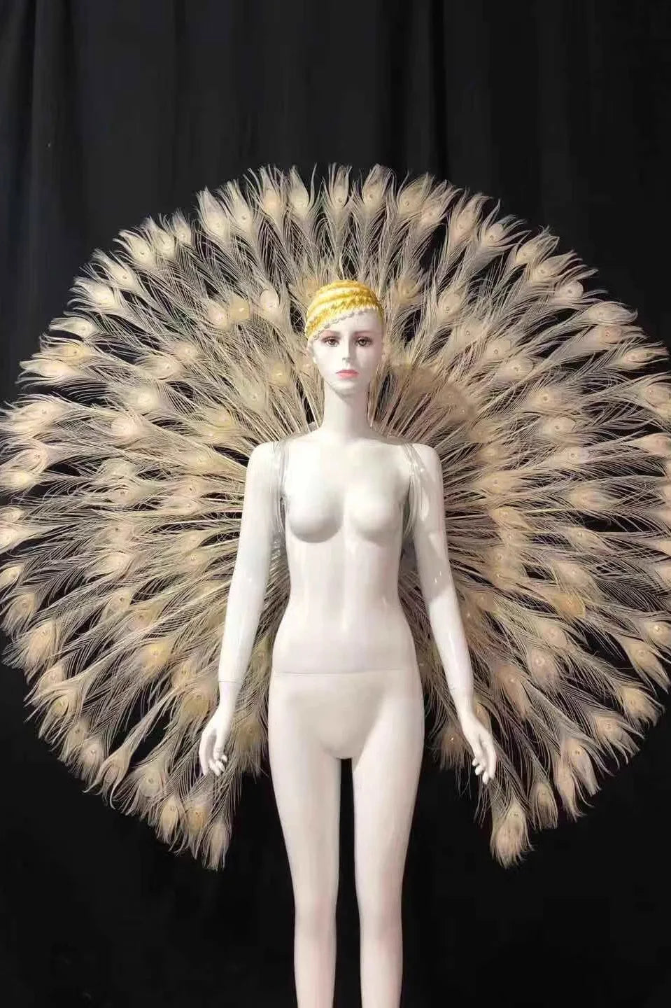 Showgirl Feather Backpiece and Rhinestone Headdress Set