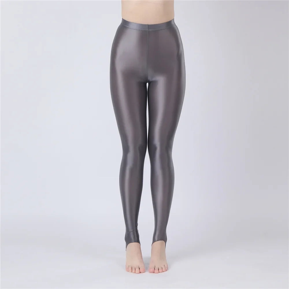 Thin Sheer Oil Glossy High-Stretch Pencil Pants Candy Color Yoga Leggings