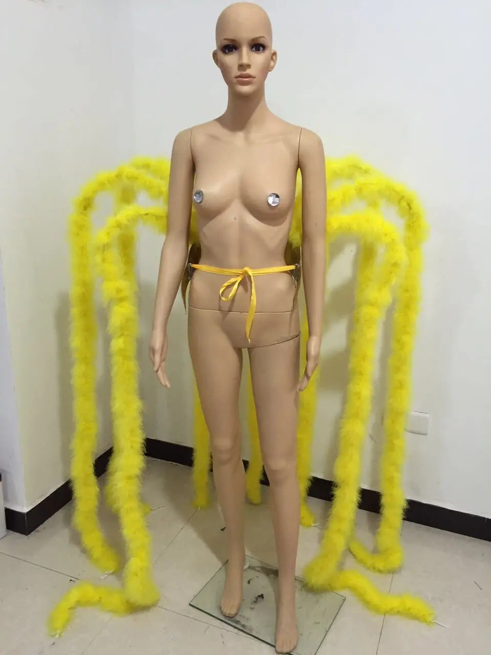 Long Feather Waterfall Backpiece Costume Accessory