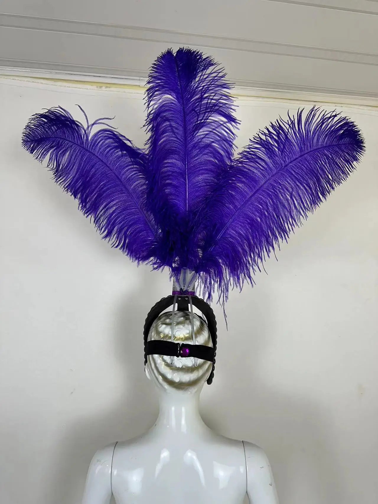 The Stardust Azure Sovereign – Royal Blue Feather Samba Carnival Headdress