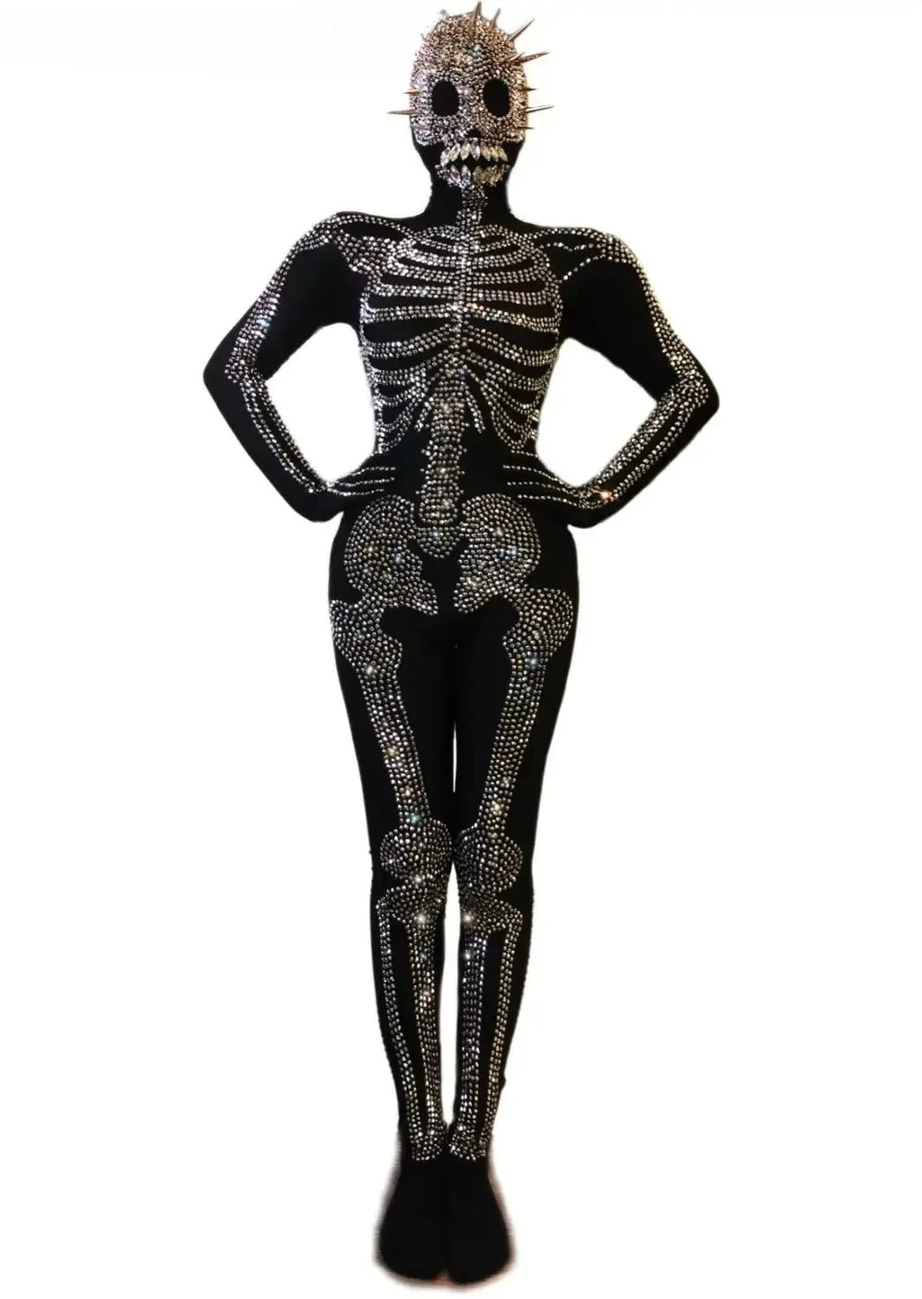The Stardust Midnight Macabre – Rhinestone Skeleton Performance Bodysuit