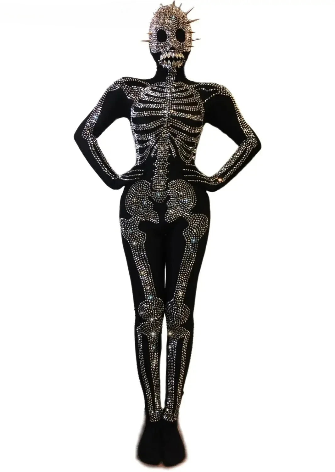 The Stardust Midnight Macabre – Rhinestone Skeleton Performance Bodysuit