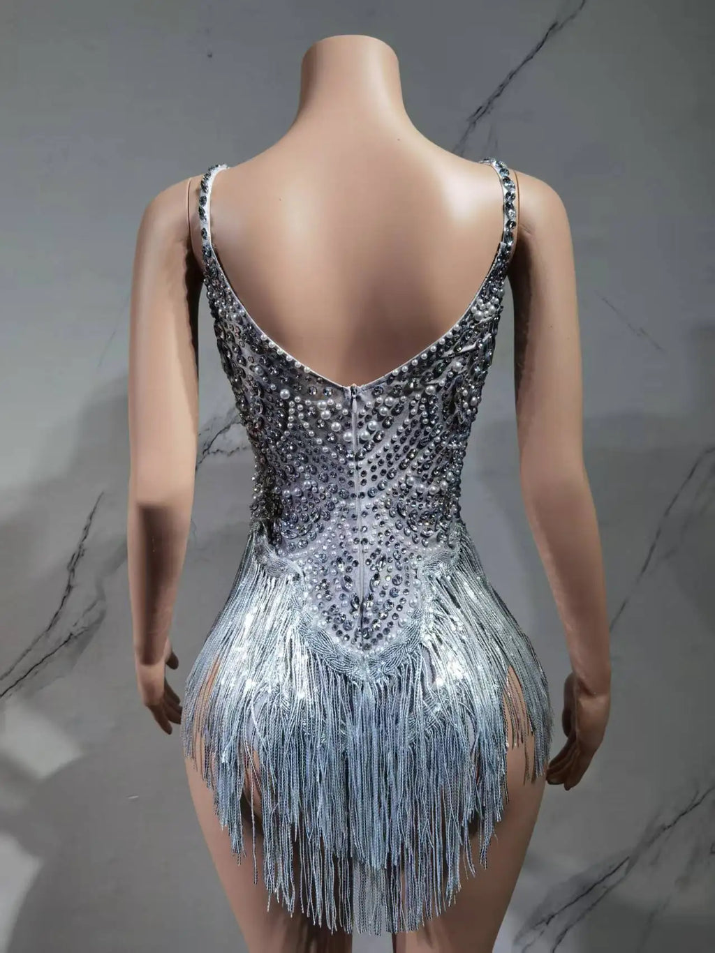 The Stardust Festival Fringe Bodysuit – Luxury Rhinestone Tassel Showgirl Costume
