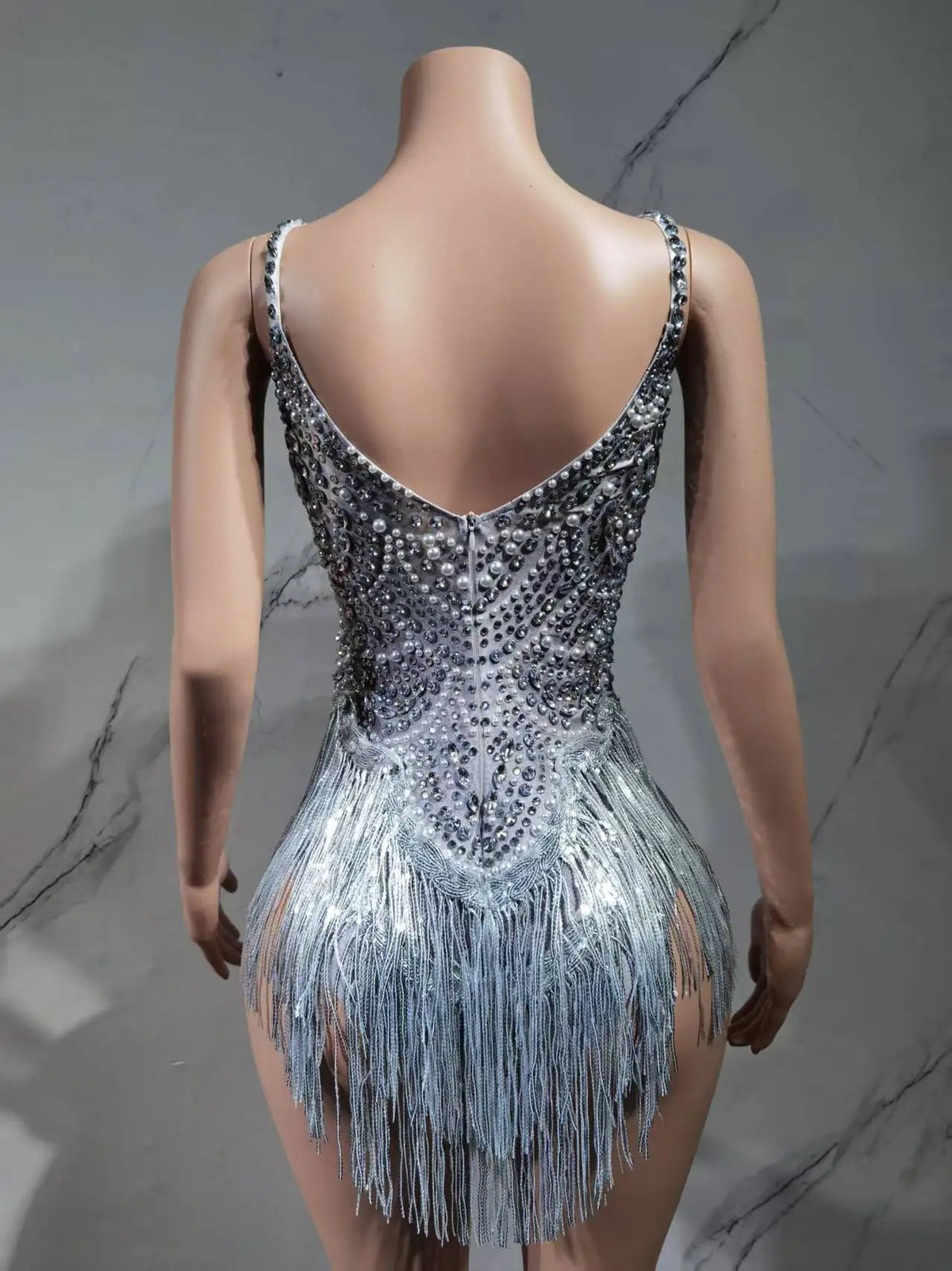 The Stardust Festival Fringe Bodysuit – Luxury Rhinestone Tassel Showgirl Costume
