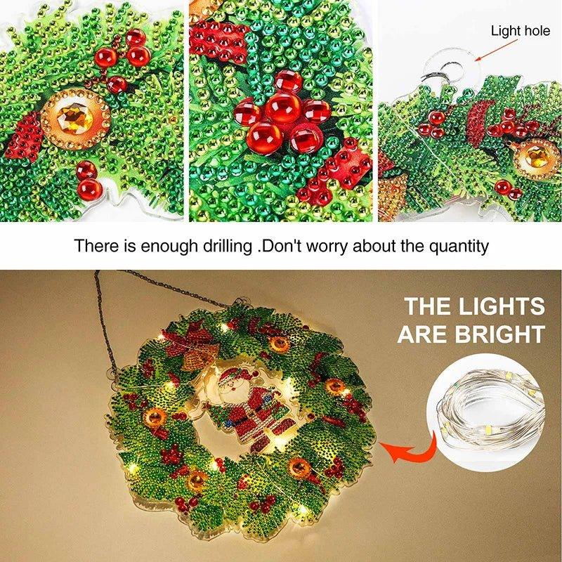 DIY Diamond Mosaic LED Christmas Wreath