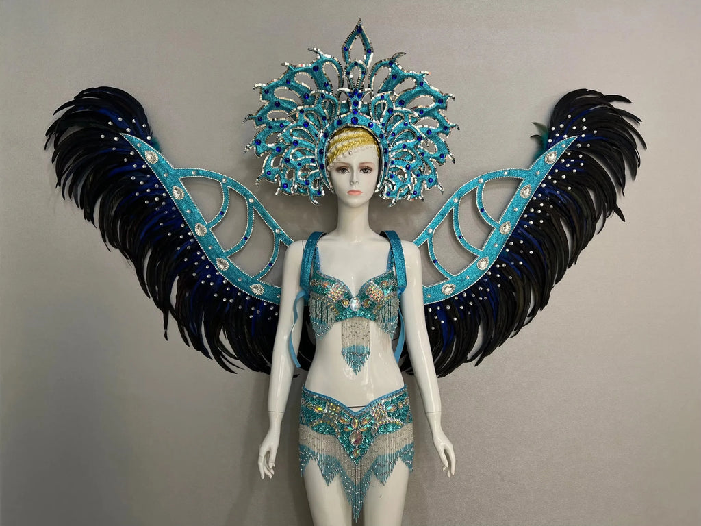 Multi-Color Feathered Wing and Headdress Performance Set